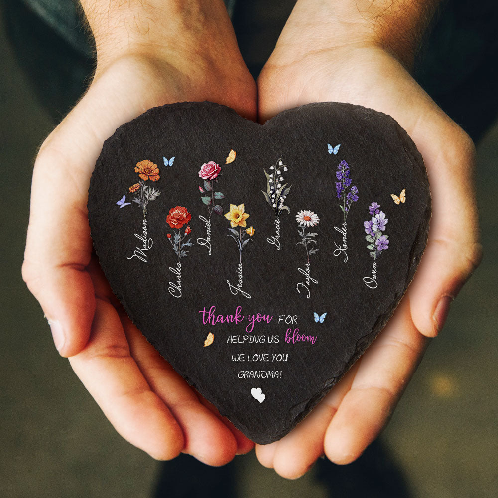 Custom Birth Flowers Garden Stone Personalized Grandma's Garden Stone for Mother's Day Gift