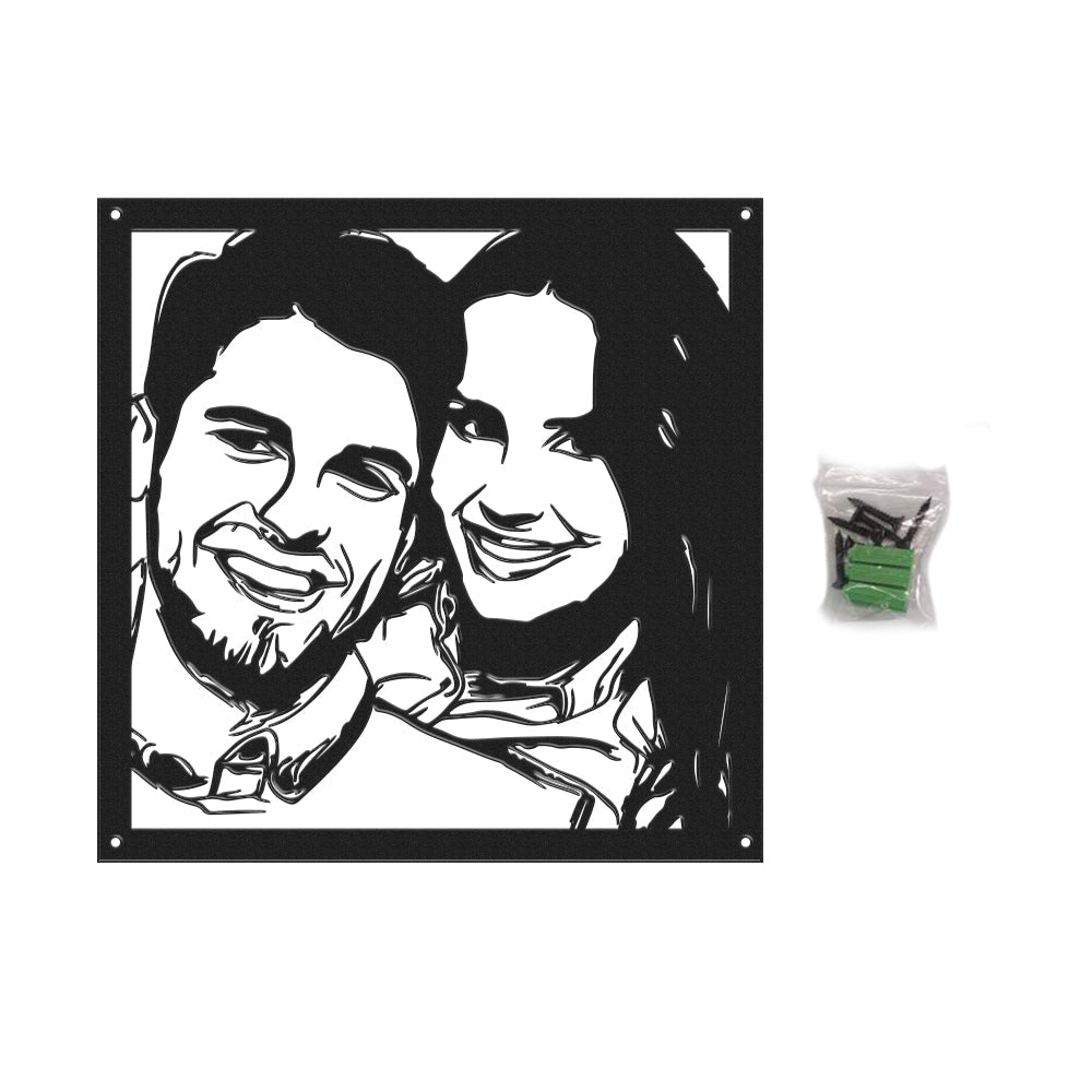 Custom Portrait Metal Wall Art Personalized Couple Photo LED Lights Decor Gift for Lover