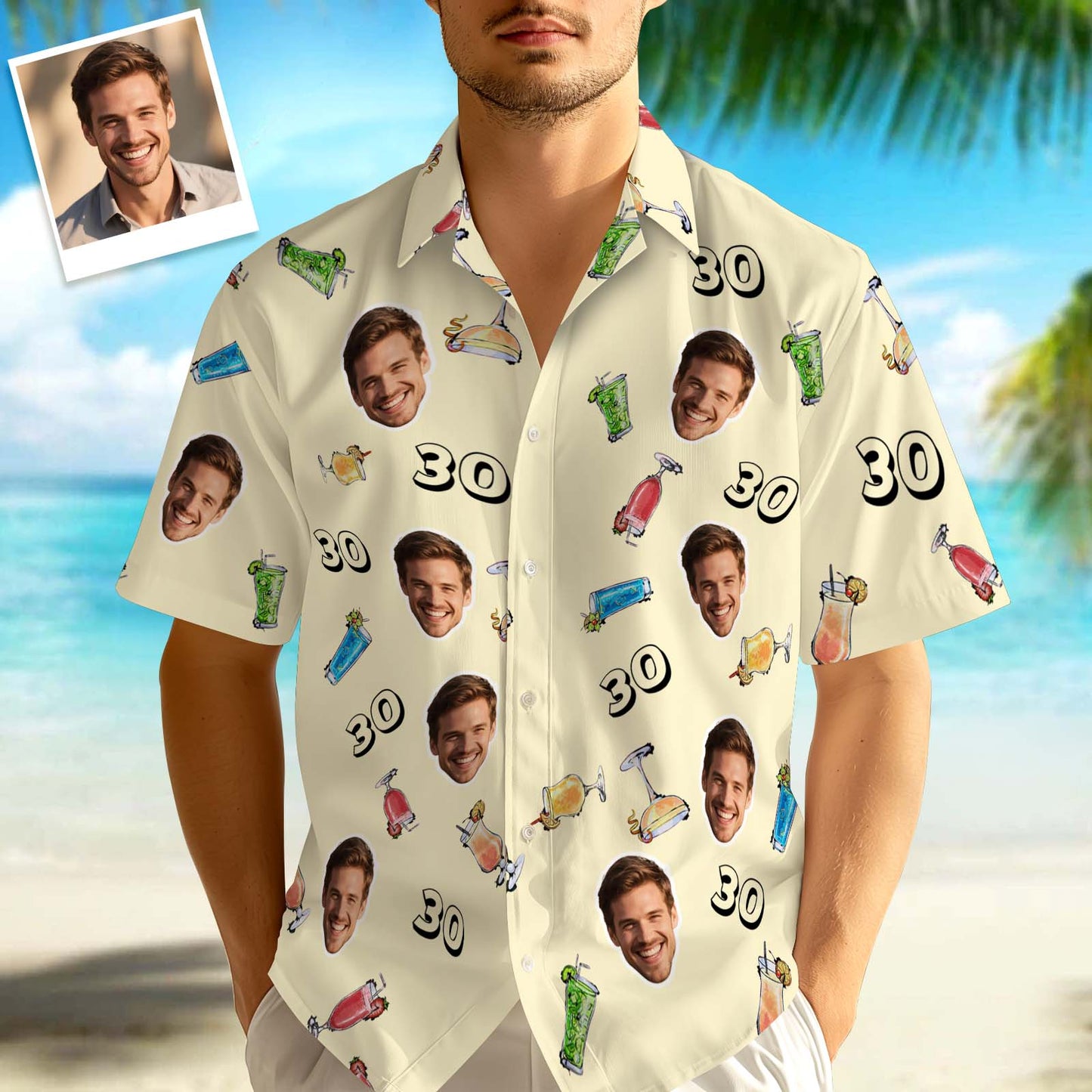 Custom Face Hawaiian Shirt Birthday Aloha Shirt Birthday Party Outfit With Age for Men & Friends