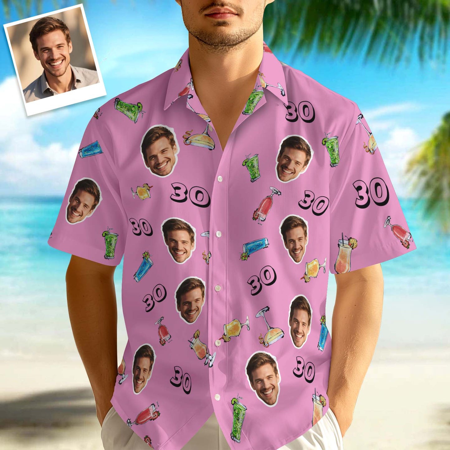 Custom Face Hawaiian Shirt Birthday Aloha Shirt Birthday Party Outfit With Age for Men & Friends