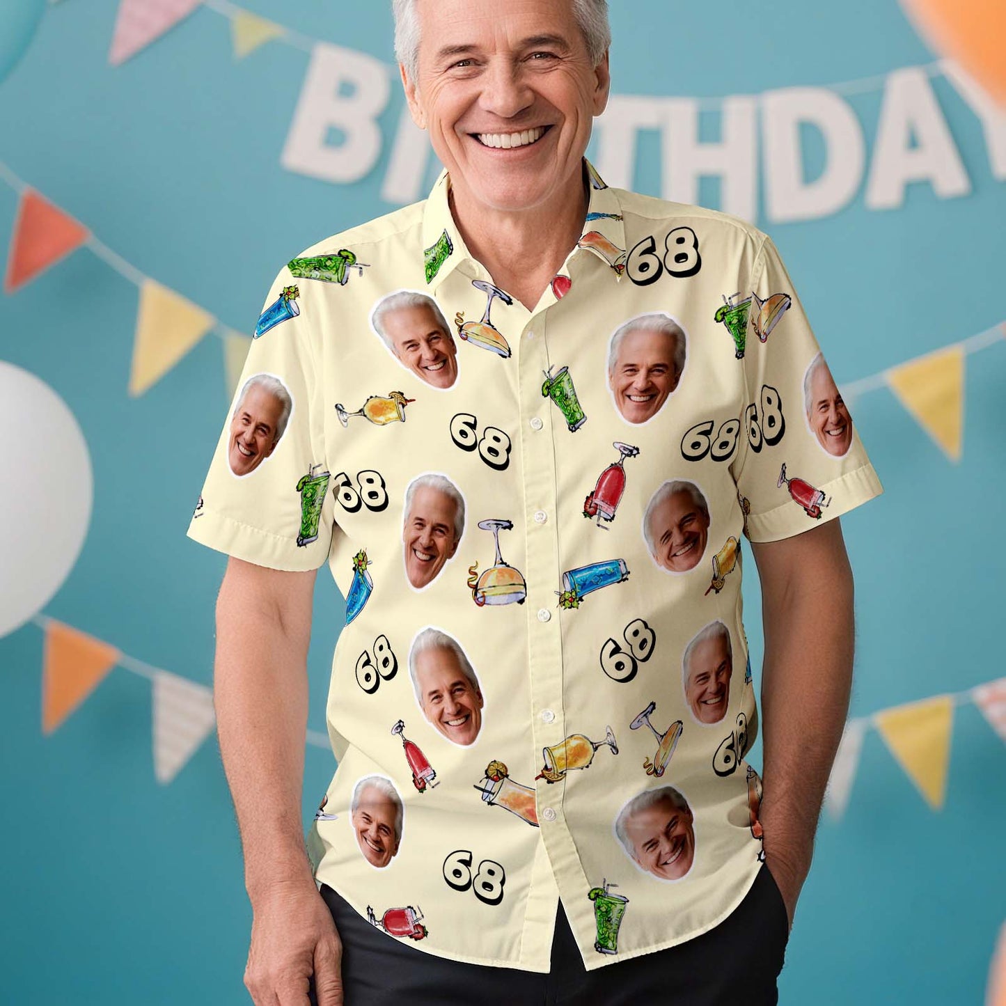 Custom Face Hawaiian Shirt Birthday Aloha Shirt Birthday Party Outfit With Age for Men & Friends