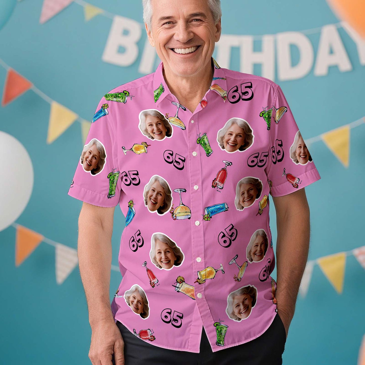Custom Face Hawaiian Shirt Birthday Aloha Shirt Birthday Party Outfit With Age for Men & Friends