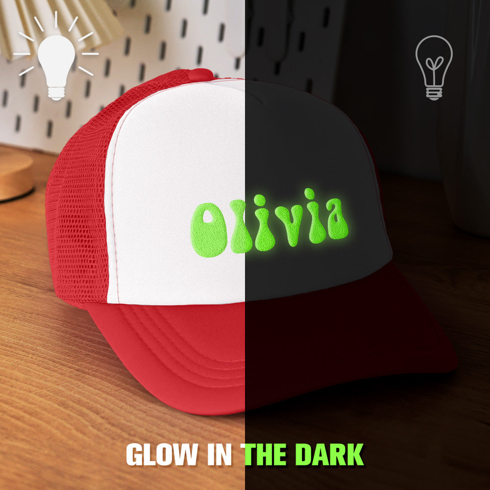 Custom Puff Print Trucker Hat Personalized Glow-in-the-dark Foam Trucker Caps for Adult Back to School Gift