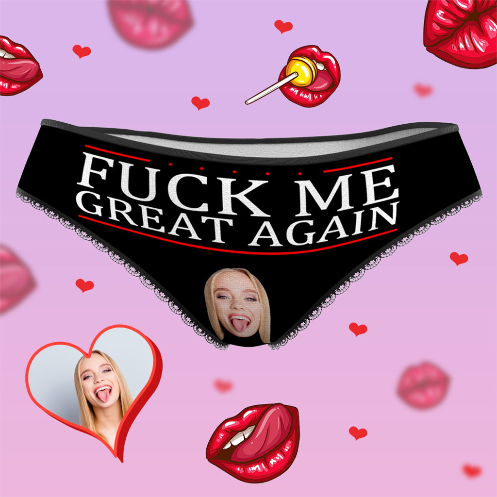 Personalized Face Panties with Cheeky Text Custom Women's Underwear Valentine's Day Gift