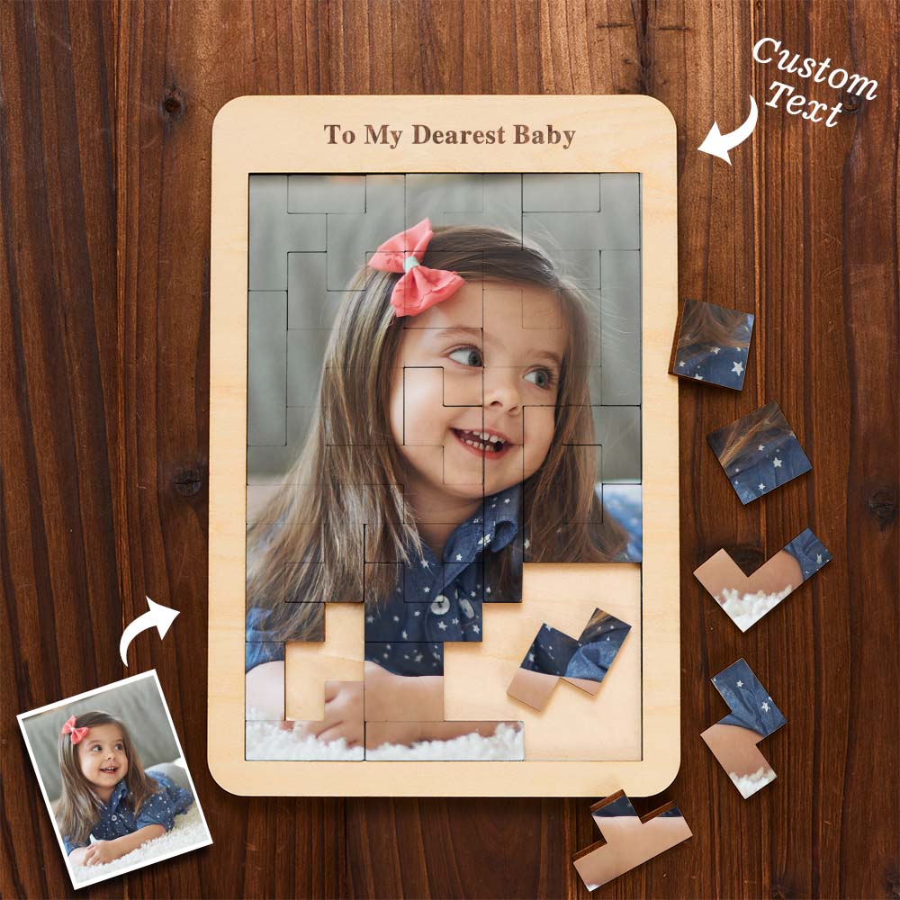 Custom Photo Puzzle Tetris Personalised Wooden Frame Gifts for Kids