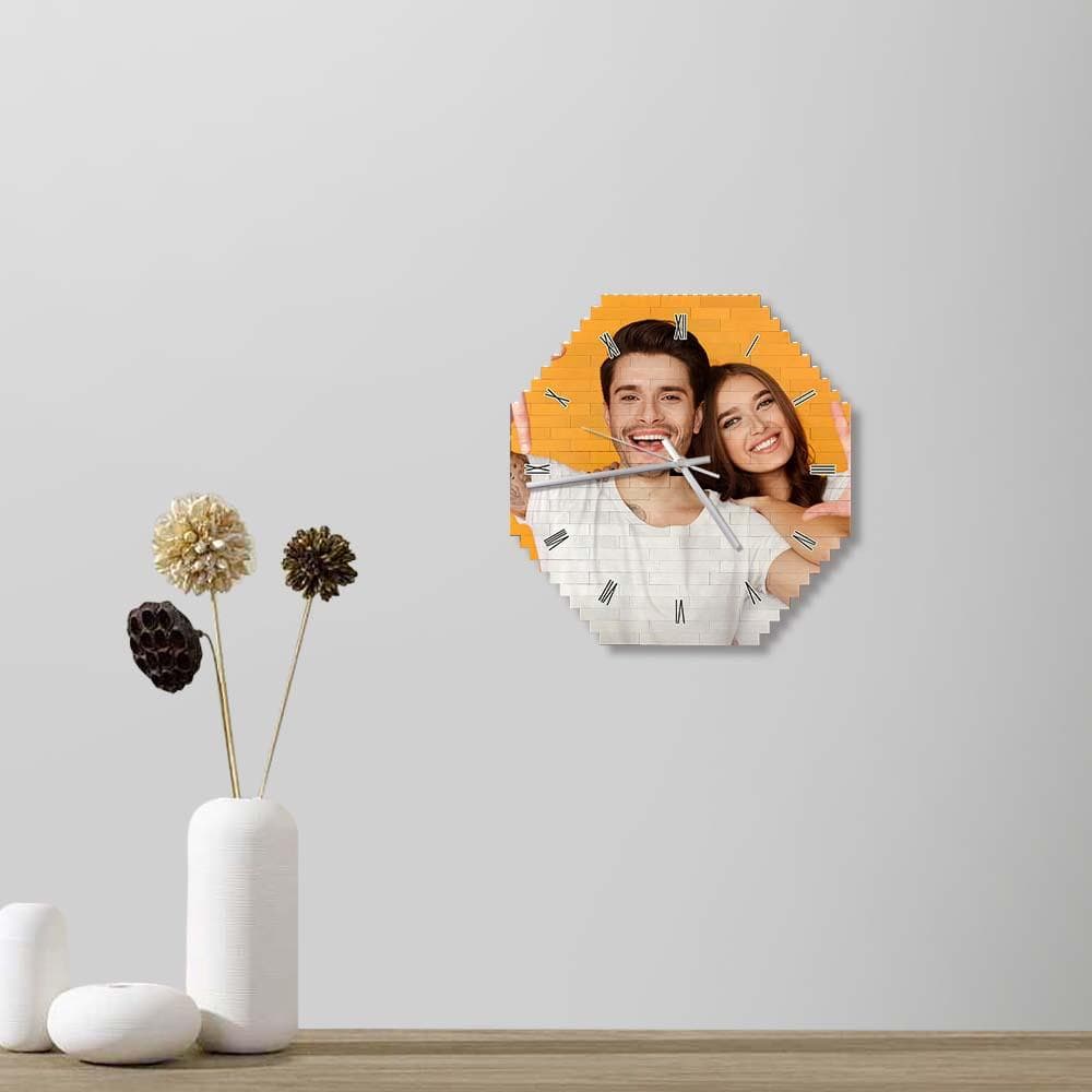 Personalized Building Block Desk Clock Wall Clock Personality Puzzle Custom Photo Pointer Brick Clock