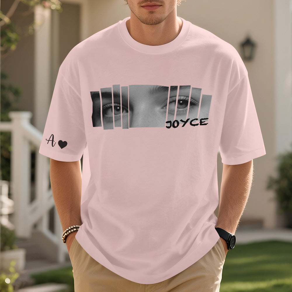 Custom Eyes Shirt Girlfriend Eyes Tee Personalized Photo and Name Black and White Image Effect