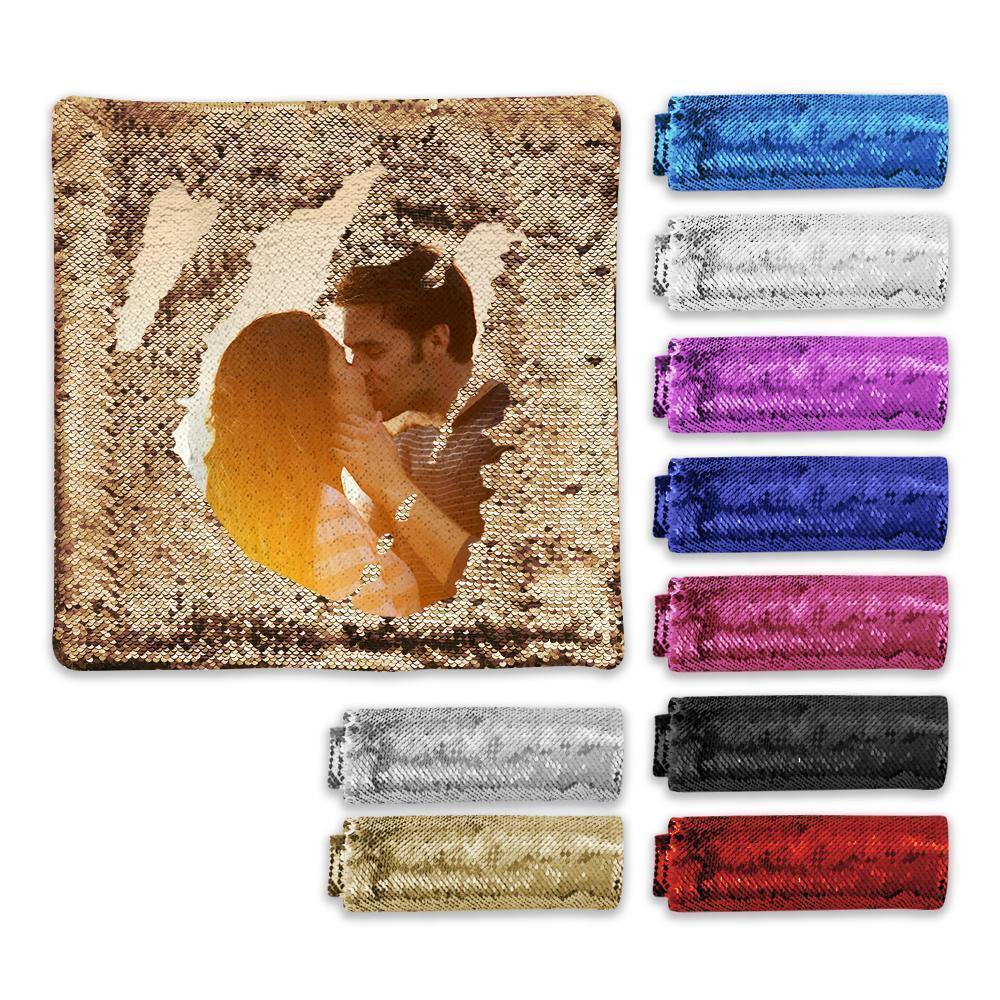 Custom Photo Magic Sequin Pillowcase Cover Only (Insert Not Included) – Multiple Colors