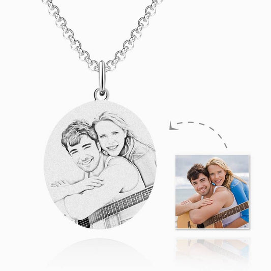 Engraved Oval Tag Necklace Stainless Steel