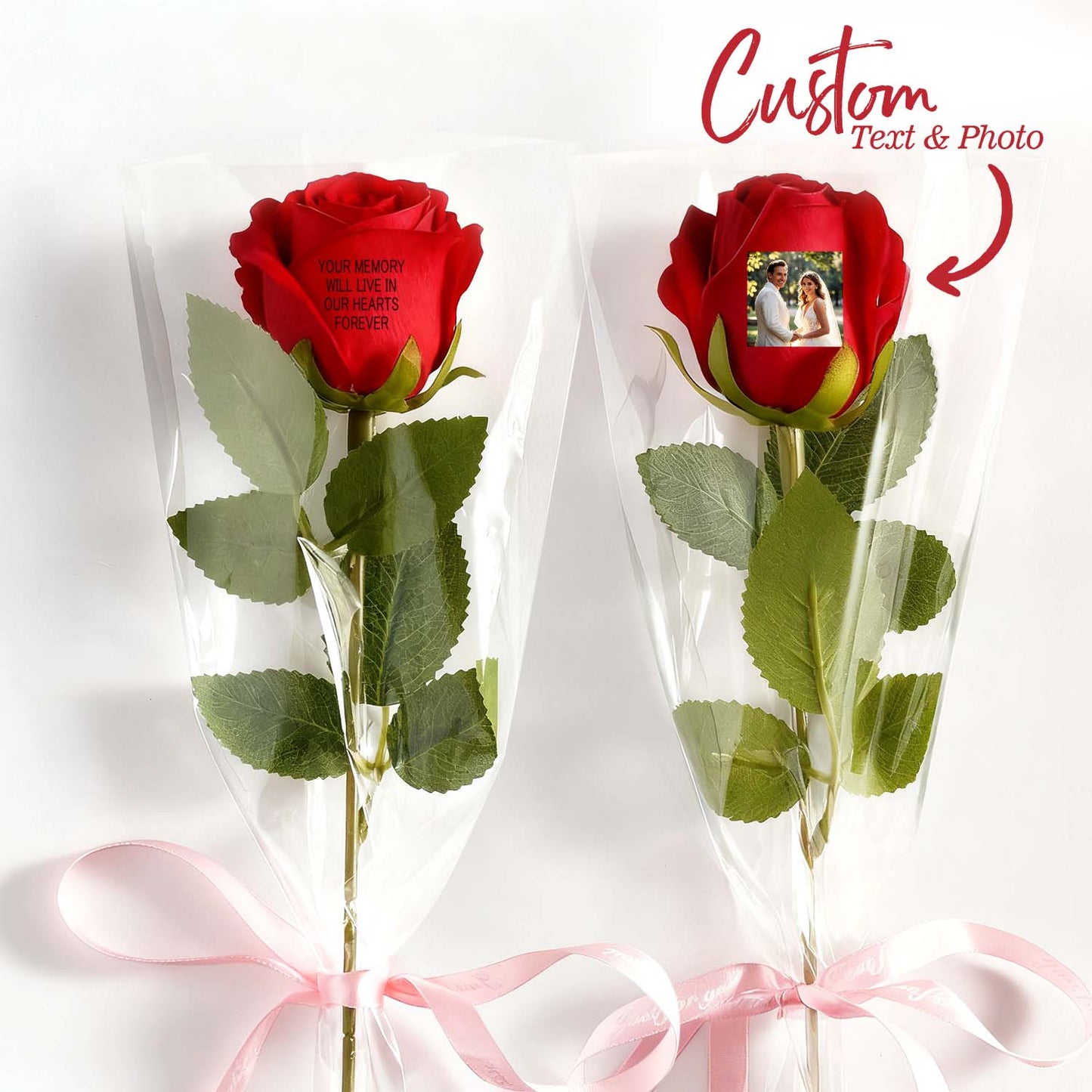 Custom Photo & Text Rose (Multiple Colors Available) – Personalized Valentine’s Day Gift Mother’s Day Gift