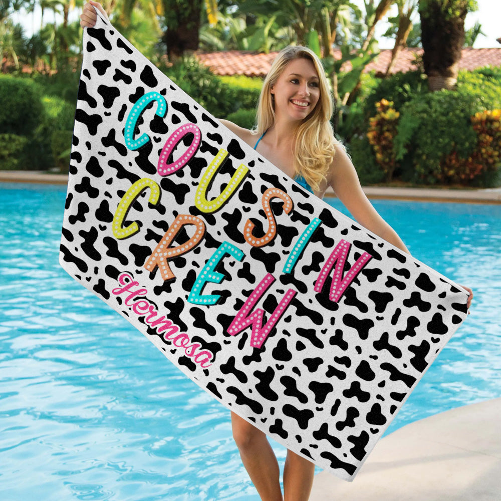 Custom Cousin Crew Beach Towel with Name Beach Towel Family Reunion Gift