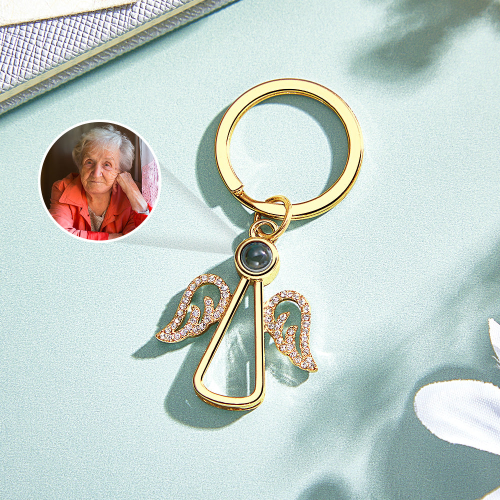 Personalized Angel Photo Keychain Projection Gem Ornament Memorial Gift for Grandma Christmas Gift