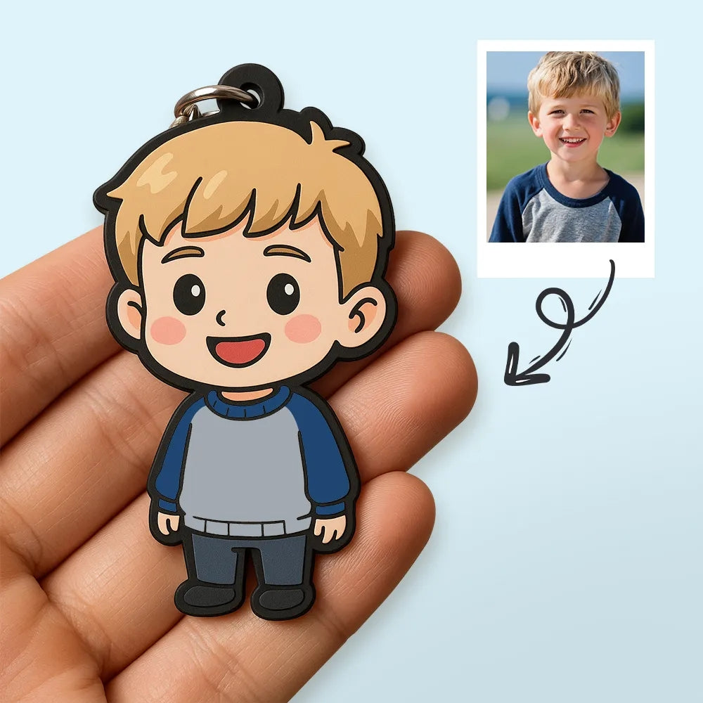 Custom Photo Cartoon Keychain Bag Charm Personalized from Your Photo Unique Keepsake Valentines Gift for Her
