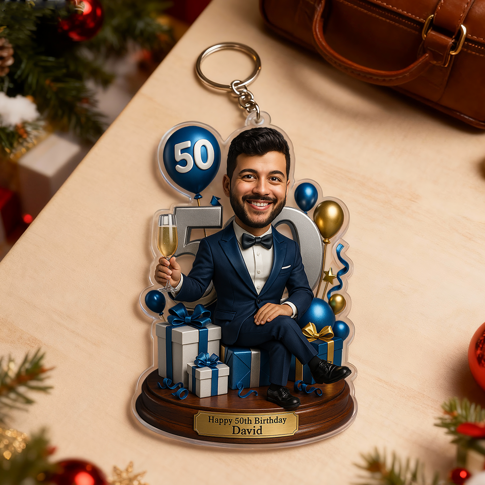 Birthday Gifts Custom Photo Women Caricature Portrait Gift Acrylic Keychain 3D Look 2D Print