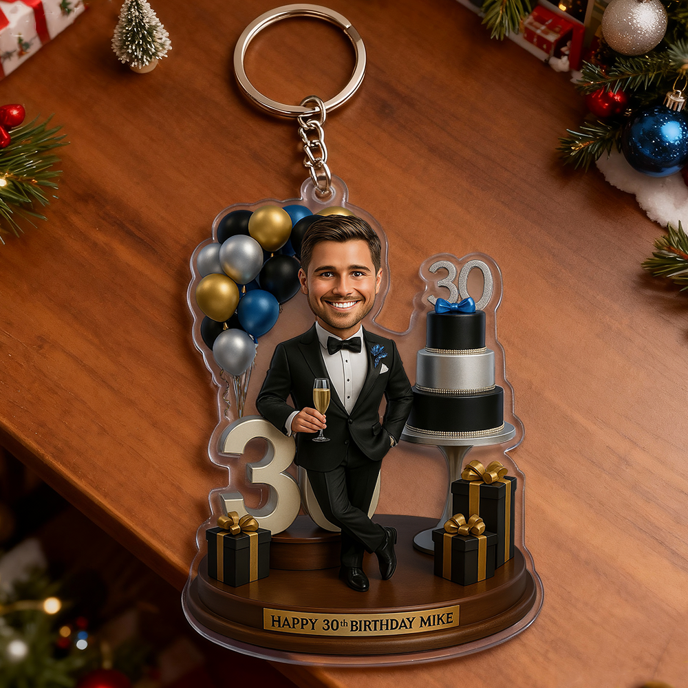 Birthday Gifts Custom Photo Women Caricature Portrait Gift Acrylic Keychain 3D Look 2D Print