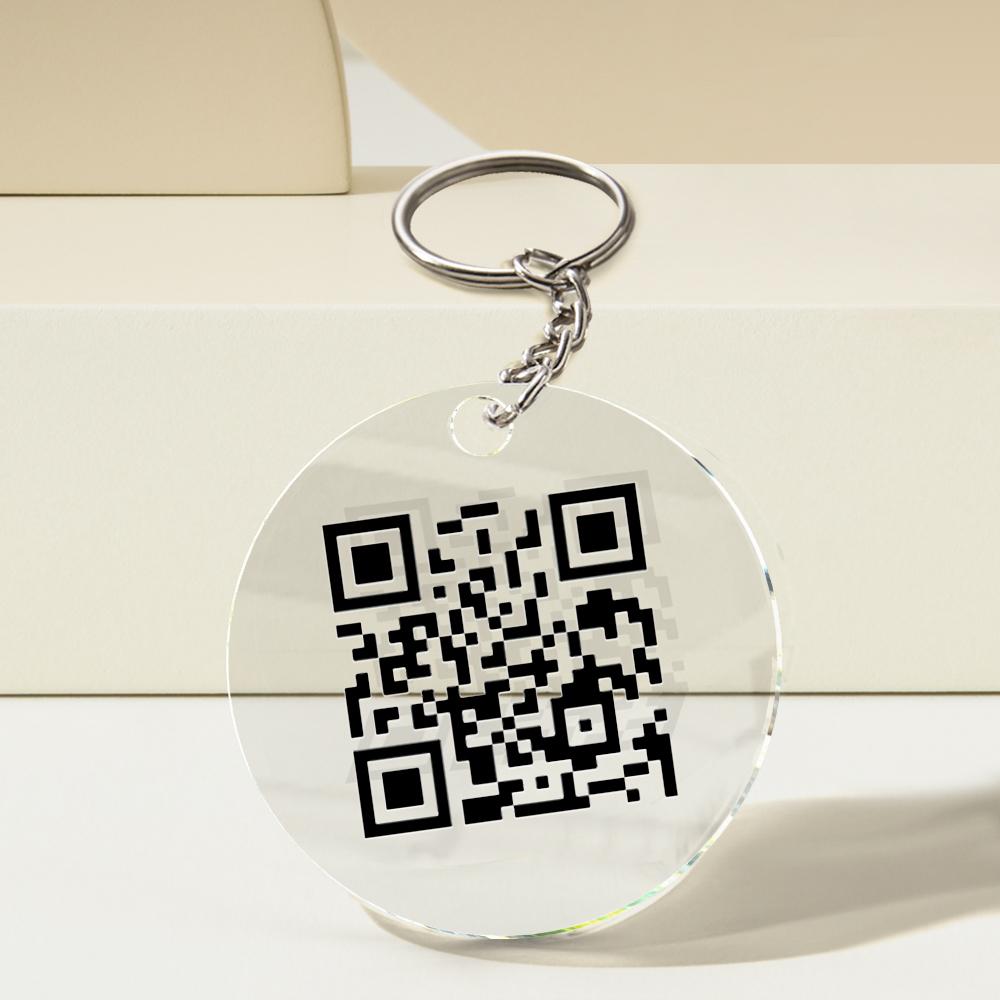 Scannable QR Code Social Media Keychain with Your Voice or Text Gift for Her