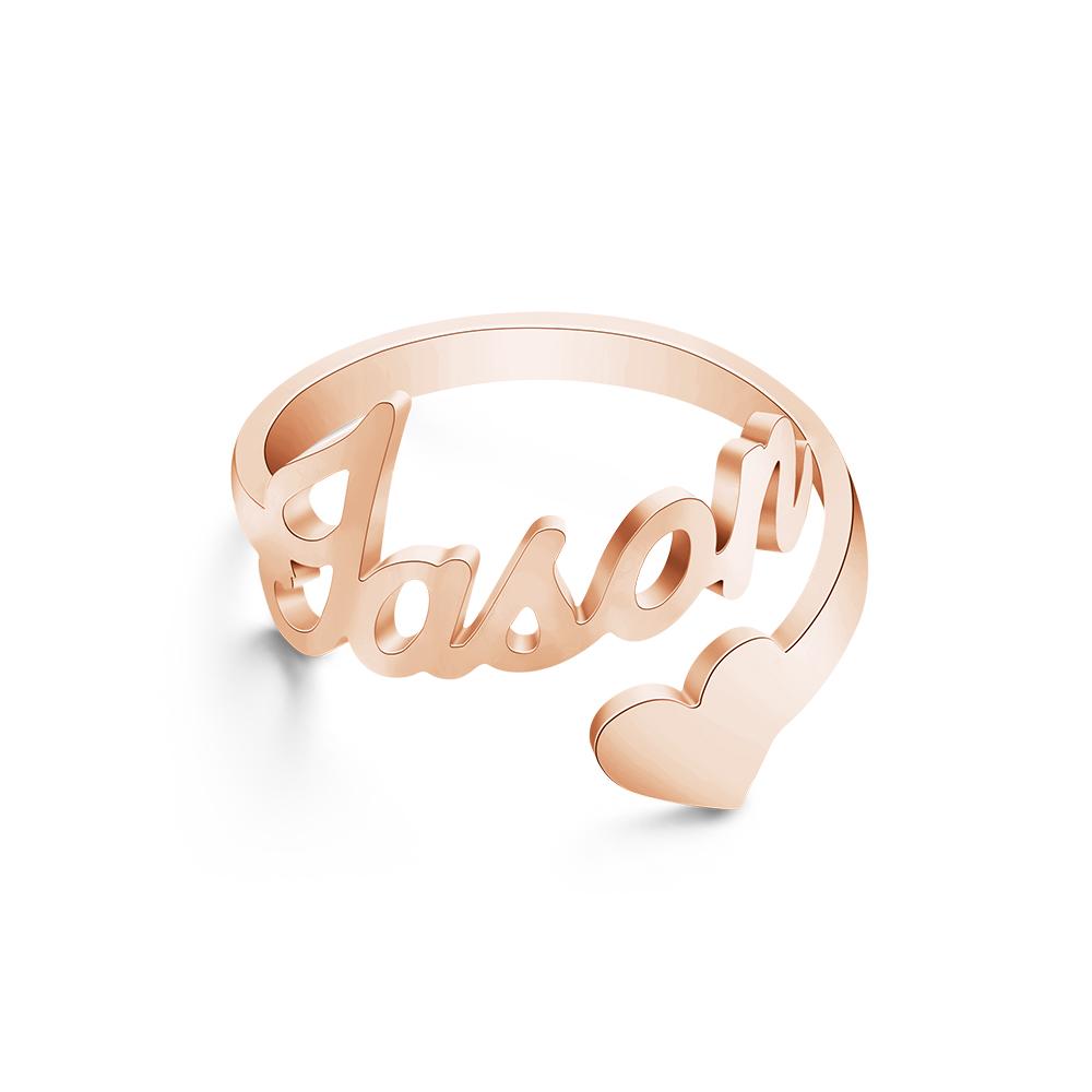Custom Name Ring Heart Ring Open Adjustable Ring Wedding Gift Anniversary Gift Birthday Gift Valentines Gift