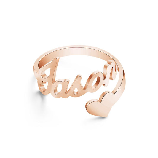 Custom Name Ring Heart Ring Open Adjustable Ring Wedding Gift Anniversary Gift Birthday Gift Valentines Gift