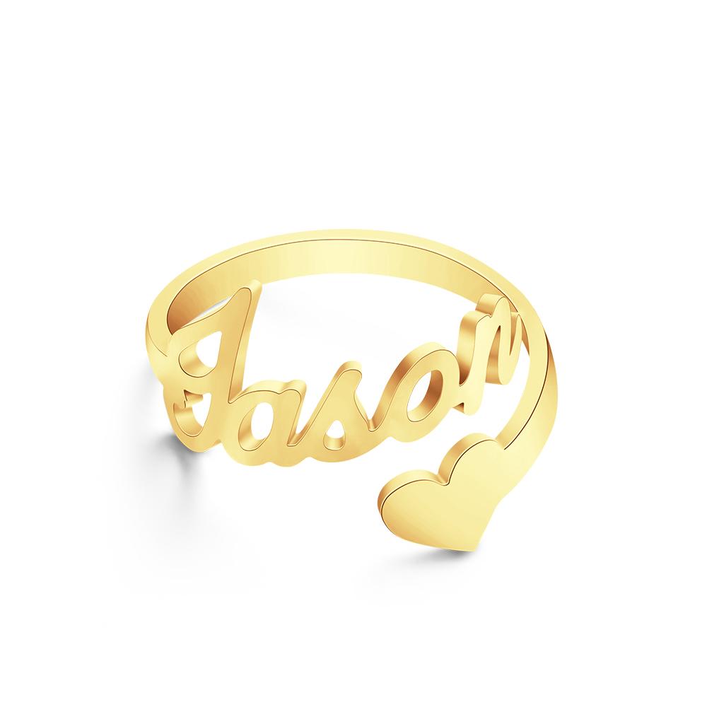 Custom Name Ring Heart Ring Open Adjustable Ring Wedding Gift Anniversary Gift Birthday Gift Valentines Gift
