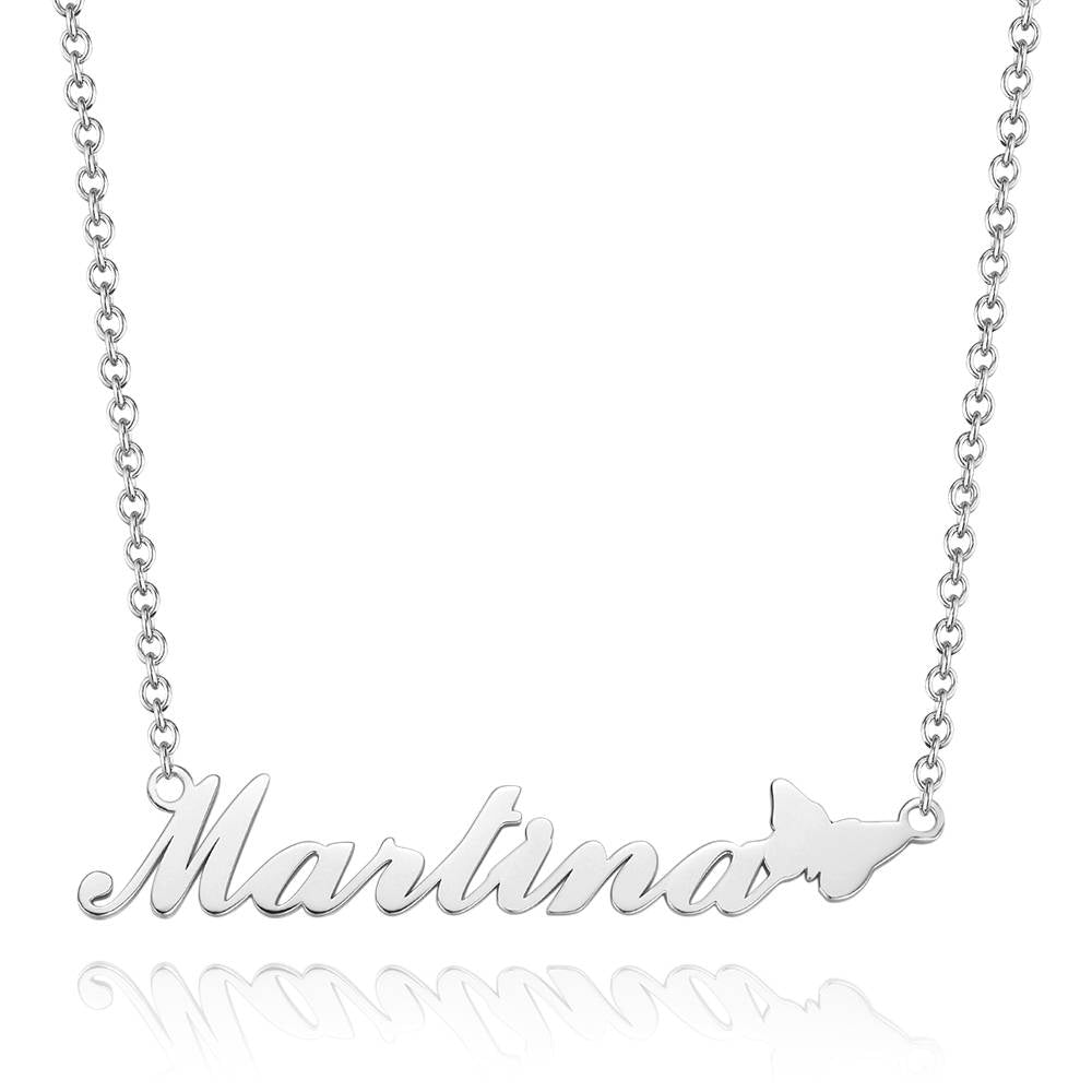 Custom Name 14K Gold Plated Necklace with Cute Butterfly Perfect Valentines Gift for Girlfriend