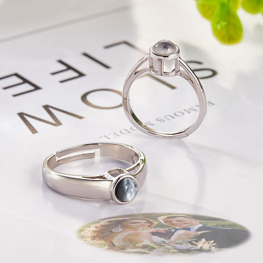 Custom Photo Projection Ring Adjustable Ring for Girlfriend Personalized Couples Statement Ring Wedding Jewelry Anniversary Gift