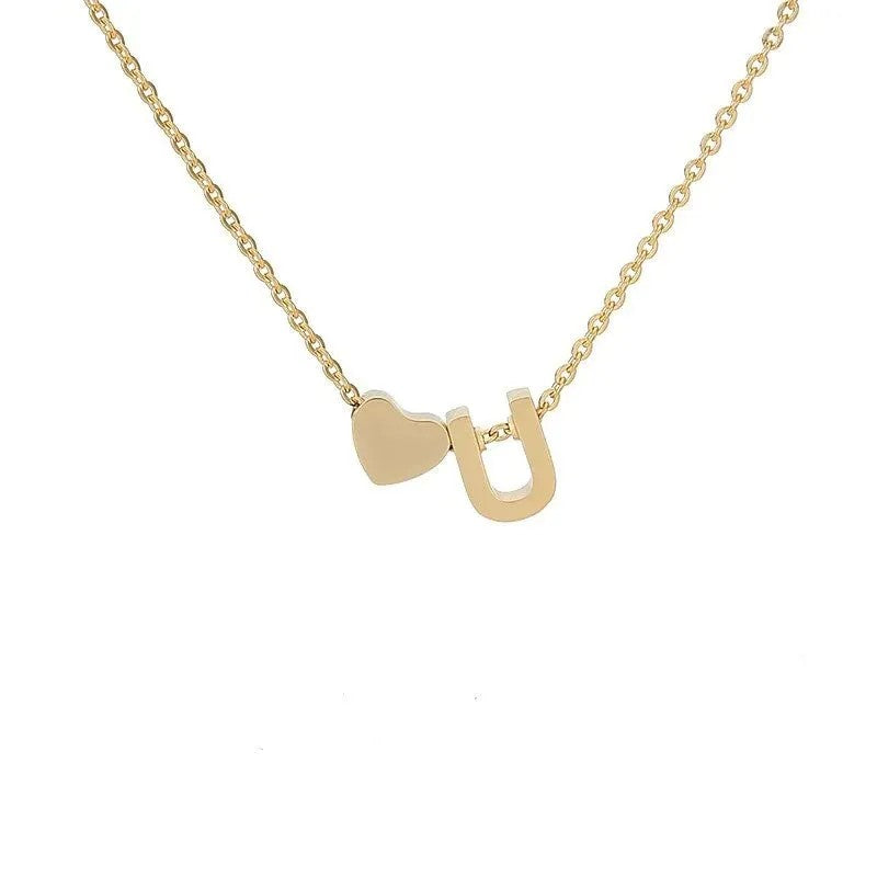Tiny Initial Necklaces Heart Letter A-Z Necklace Initial Tag Pendant Birthday Gifts Anniversary Gifts Jewelry for Women