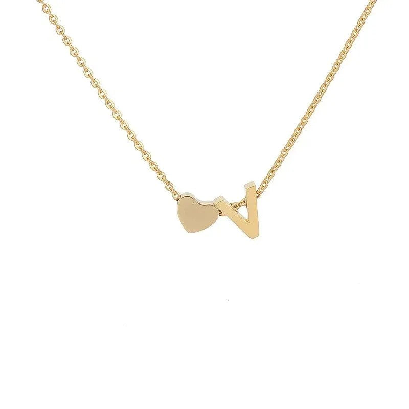 Tiny Initial Necklaces Heart Letter A-Z Necklace Initial Tag Pendant Birthday Gifts Anniversary Gifts Jewelry for Women