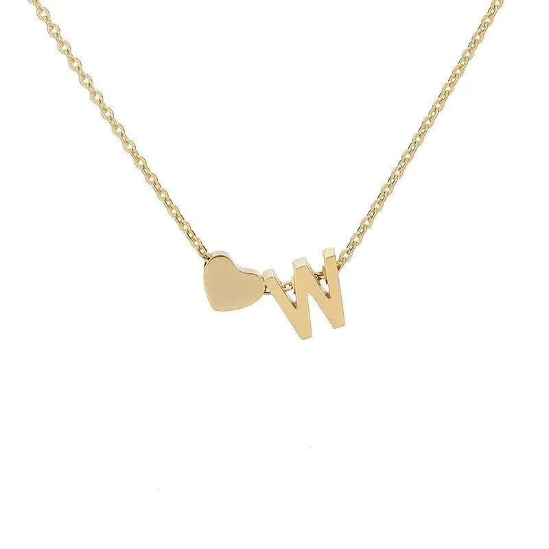 Tiny Initial Necklaces Heart Letter A-Z Necklace Initial Tag Pendant Birthday Gifts Anniversary Gifts Jewelry for Women
