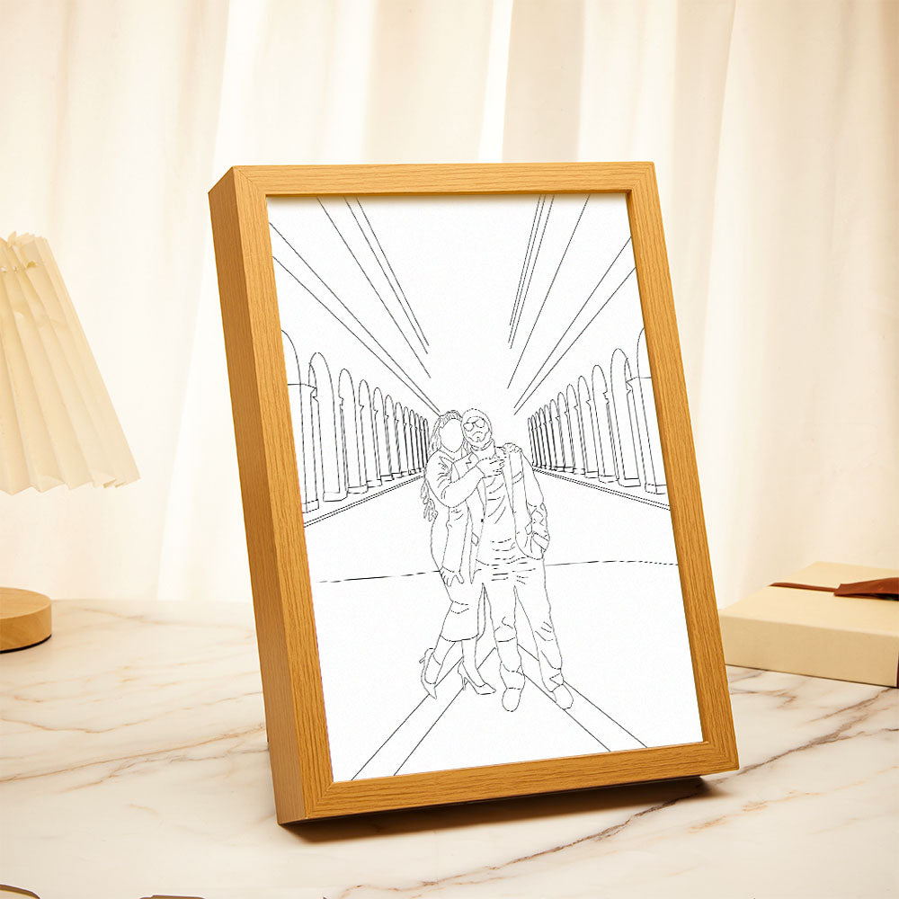 Custom Photo Lamp Personalized Line Art Light Valentine's Day Gift for Her