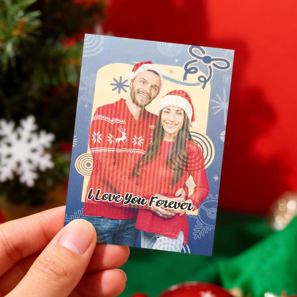 Personalized Lenticular Card Christmas Photo Anime Style Christmas Gift Holiday Greeting Card