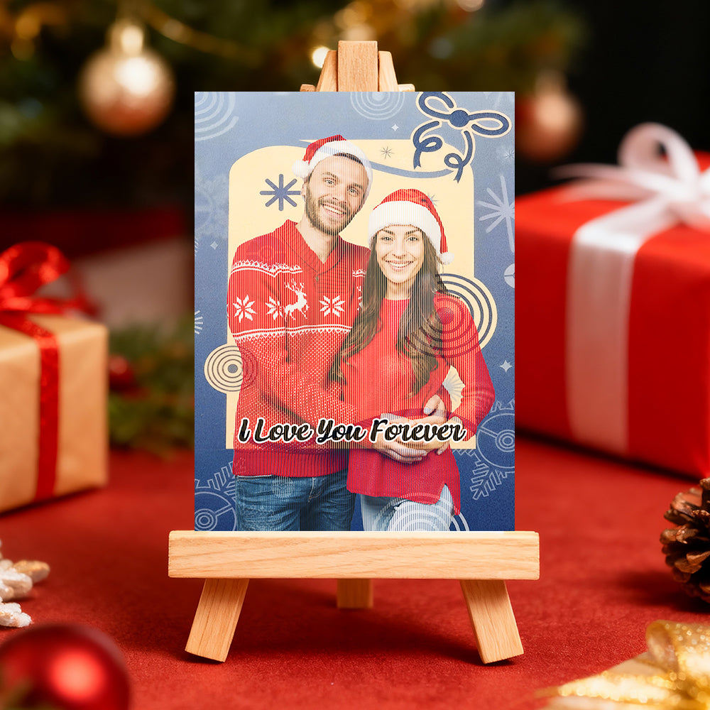 Personalized Lenticular Card Christmas Photo Anime Style Christmas Gift Holiday Greeting Card