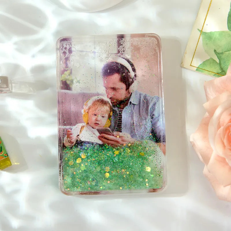 Custom Quicksand Fridge Magnet Personalized Photo Refrigerator Magnet Home Decoration Birthday Gifts