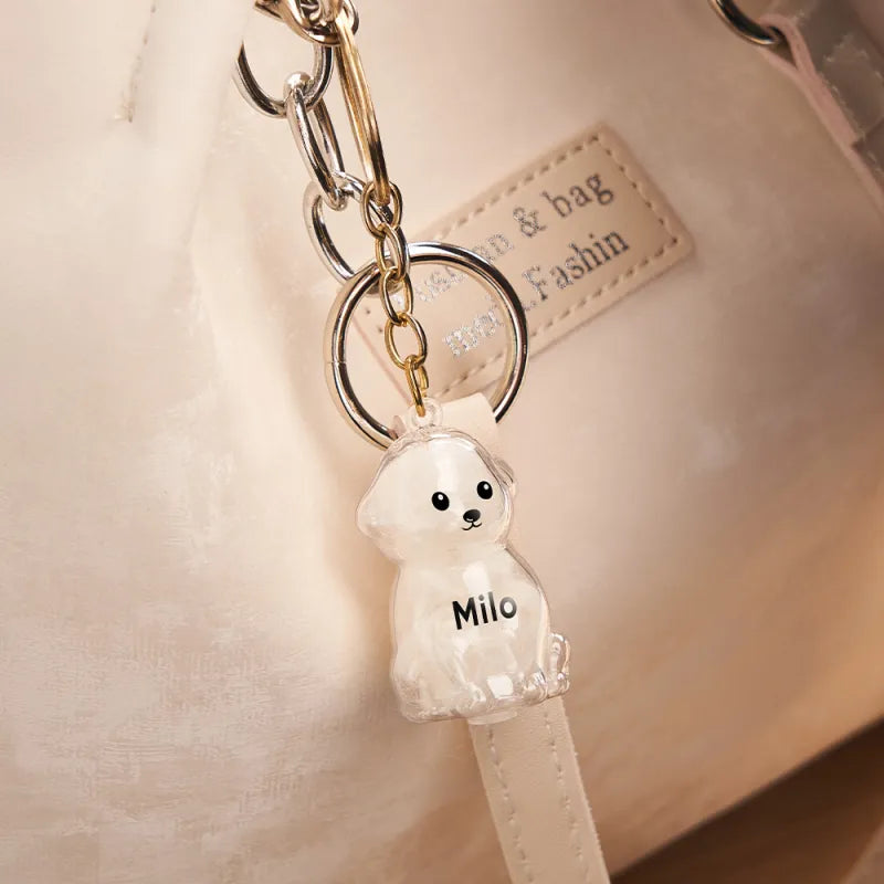 Custom Name Dog Hair Collector Keychain Bag Charm Memorial Storage Box with Text Perfect for Storing Pet Hair Gift for Dog Lovers