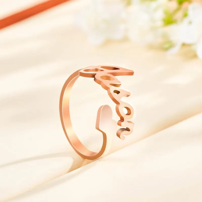 Custom Name Ring Heart Ring Open Adjustable Ring Wedding Gift Anniversary Gift Birthday Gift Valentines Gift