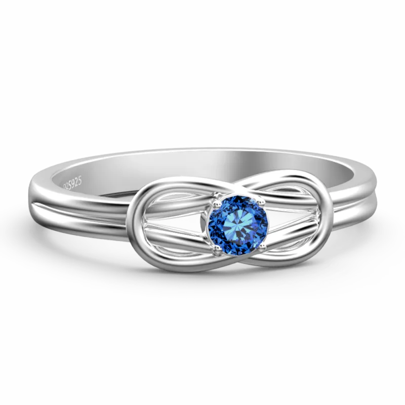 Personalised Birthstone Love Knot Silver Ring Wedding Gift Anniversary Gift Birthday Gift Valentines Gift
