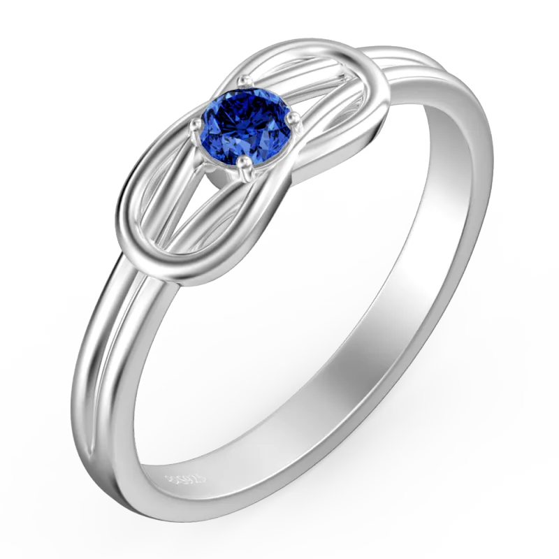 Personalised Birthstone Love Knot Silver Ring Wedding Gift Anniversary Gift Birthday Gift Valentines Gift