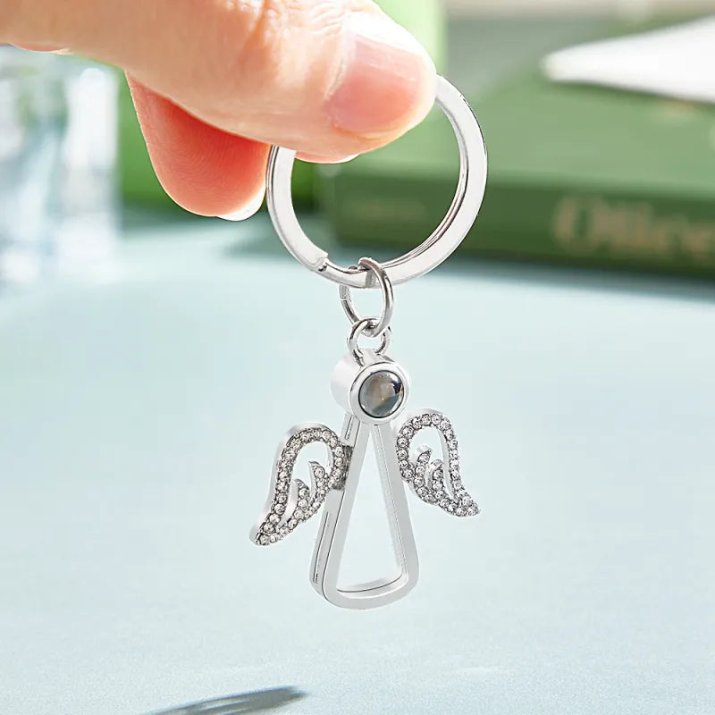 Personalized Angel Photo Keychain Projection Gem Ornament Memorial Gift for Grandma Christmas Gift