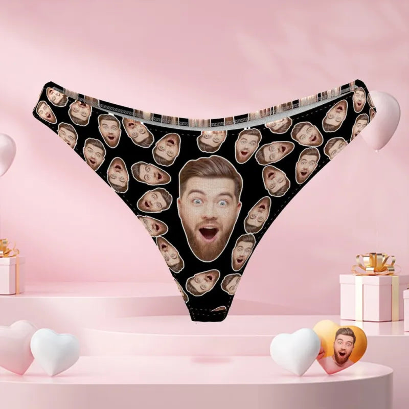 Custom Boyfriend's Face Thong Panties Personalized Panties Valentines Gift For Her