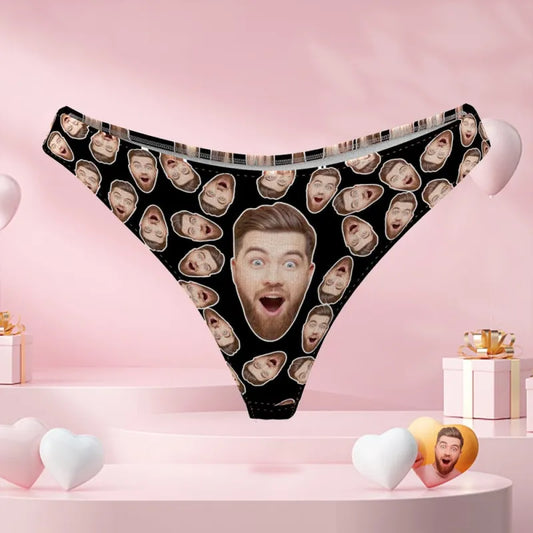 Custom Boyfriend's Face Thong Panties Personalized Panties Valentines Gift For Her
