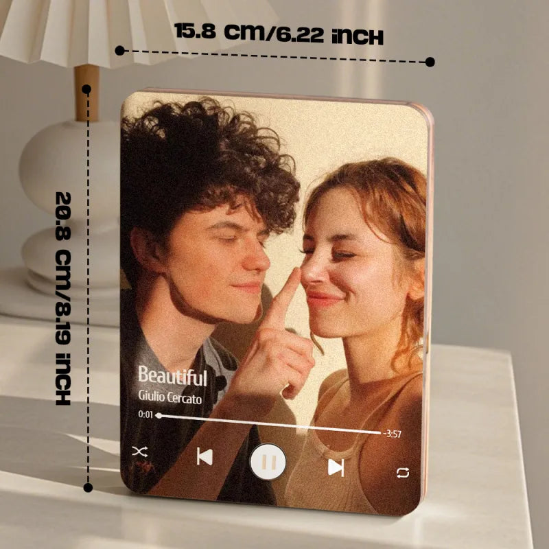 Custom Music Photo Frame That Plays Music Without Cell Phone Wooden Music Record Player Wedding Anniversary Gifts