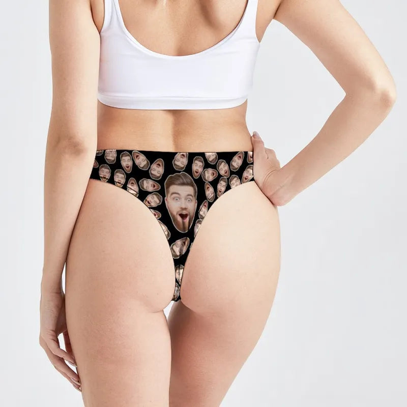 Custom Boyfriend's Face Thong Panties Personalized Panties Valentines Gift For Her