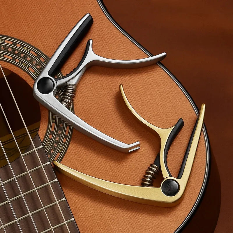 Personalized Metal Guitar Capo with Wood Grain Custom Message Engraved Guitar Pick Birthday Gift Father's Days Gift for Guitarists
