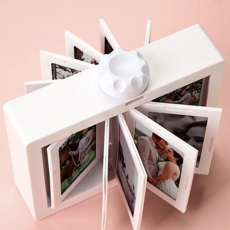 Personalized Rotating Photo Frame Carousel Custom Photo Desktop Photo Reel Flip & Spin Photo Box Valentines Gift Anniversary GIft