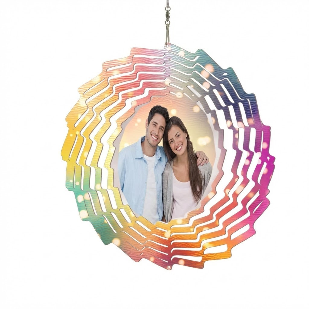 Custom Photo Wind Spinner Chime Garden Decoration Couple Valentine's Day Gift