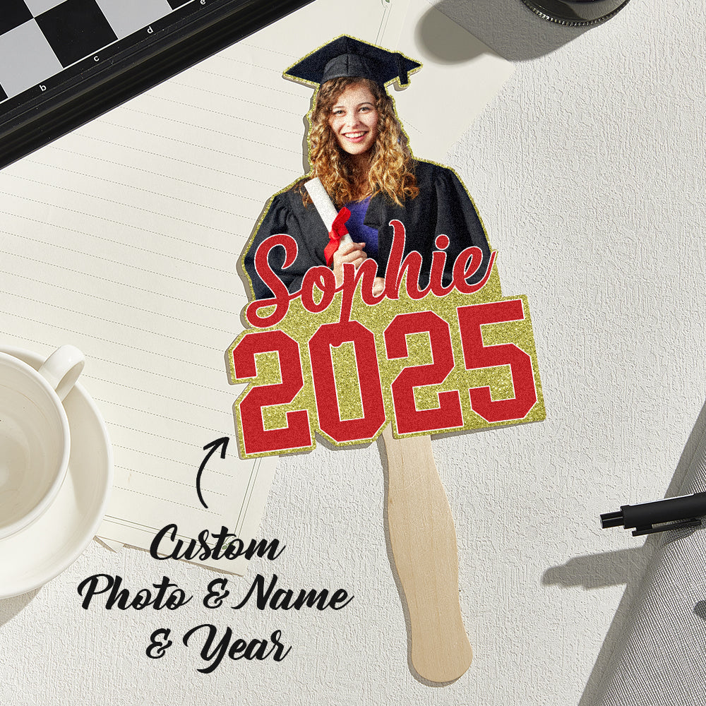 Personalized Graduation Handheld Photo Fan Graduation Party Gift for Class of 2026 Graduates