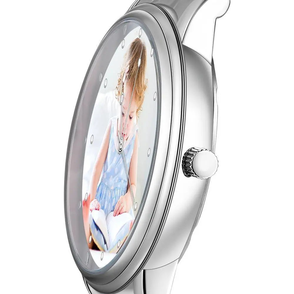 Custom Photo Unisex Engraved Text Watch Alloy Strap 38mm Valentines Gift