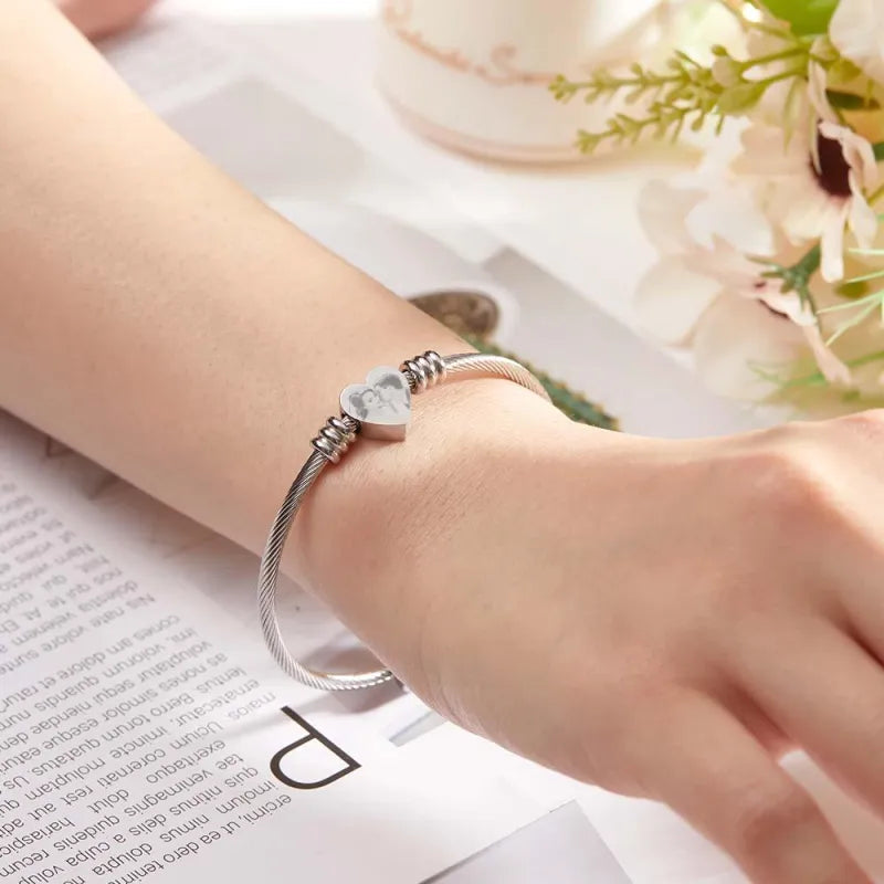 Personalized Engraved Picture Bracelets for Women Custom Inspirational Memorial Jewelry Birthday Gift for Her