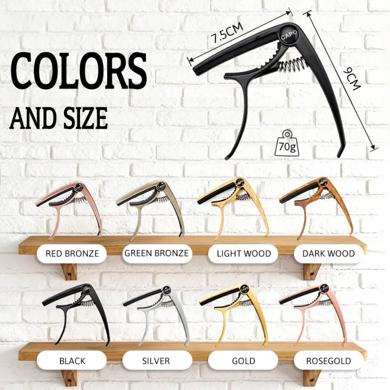 Personalized Metal Guitar Capo with Wood Grain Custom Message Engraved Guitar Pick Birthday Gift Father's Days Gift for Guitarists