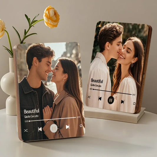 Custom Music Photo Frame That Plays Music Without Cell Phone Wooden Music Record Player Wedding Anniversary Gifts
