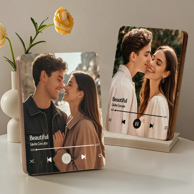 Custom Music Photo Frame That Plays Music Without Cell Phone Wooden Music Record Player Wedding Anniversary Gifts
